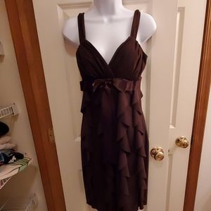 BETSY AND ADAM BROWN RUFFLED DRESS